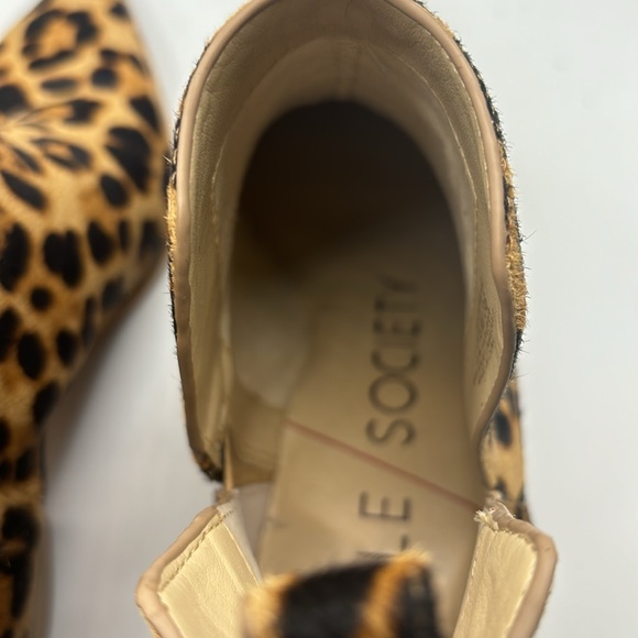 Sole Society leopard cow hair ankle pull on boots pointy leopard print SZ 5.5 - Picture 12 of 16